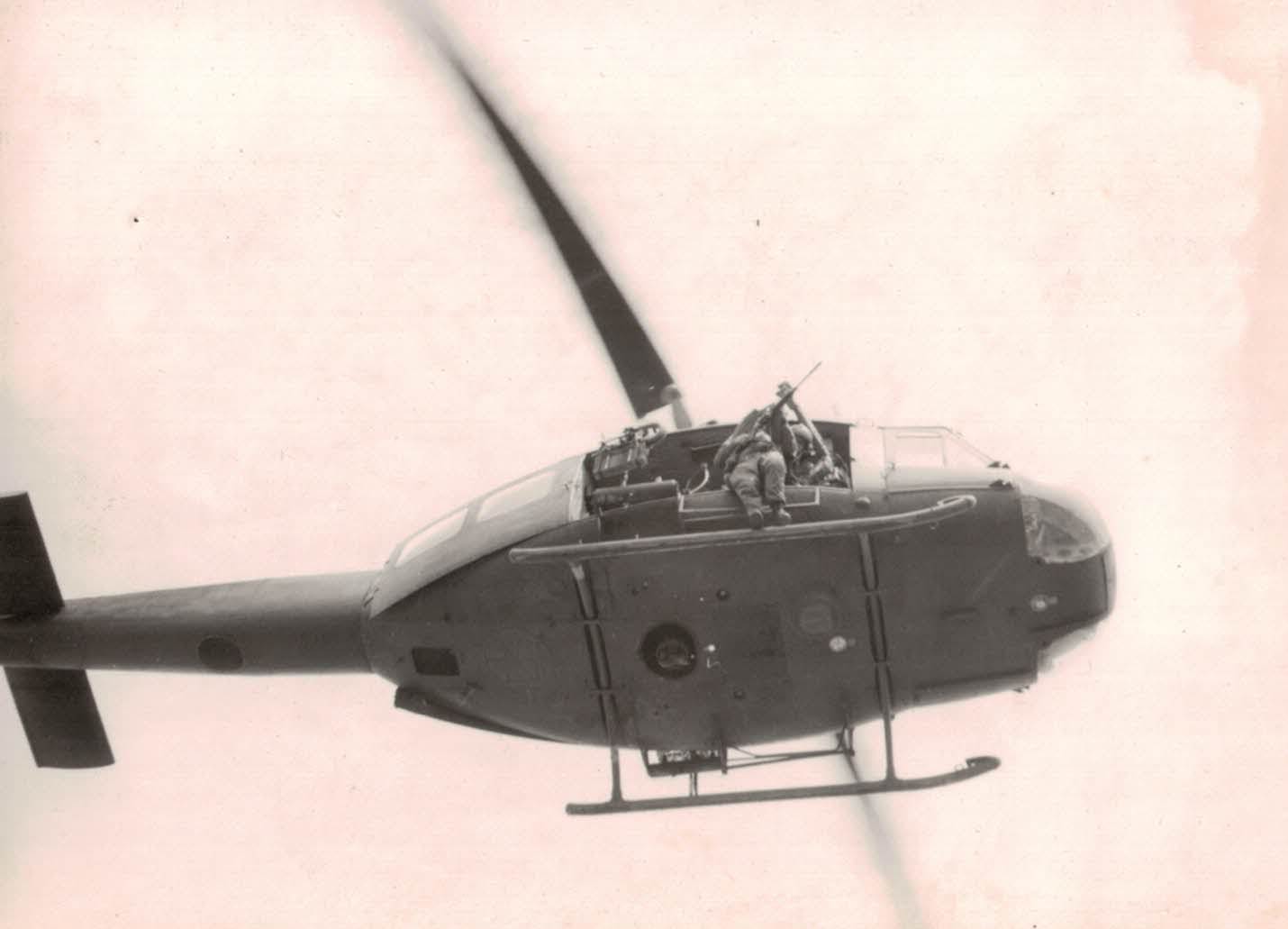 An Iroquois helicopter participating in practice of medical evacuation (Dustoff).  This happened on the SQN helipad.